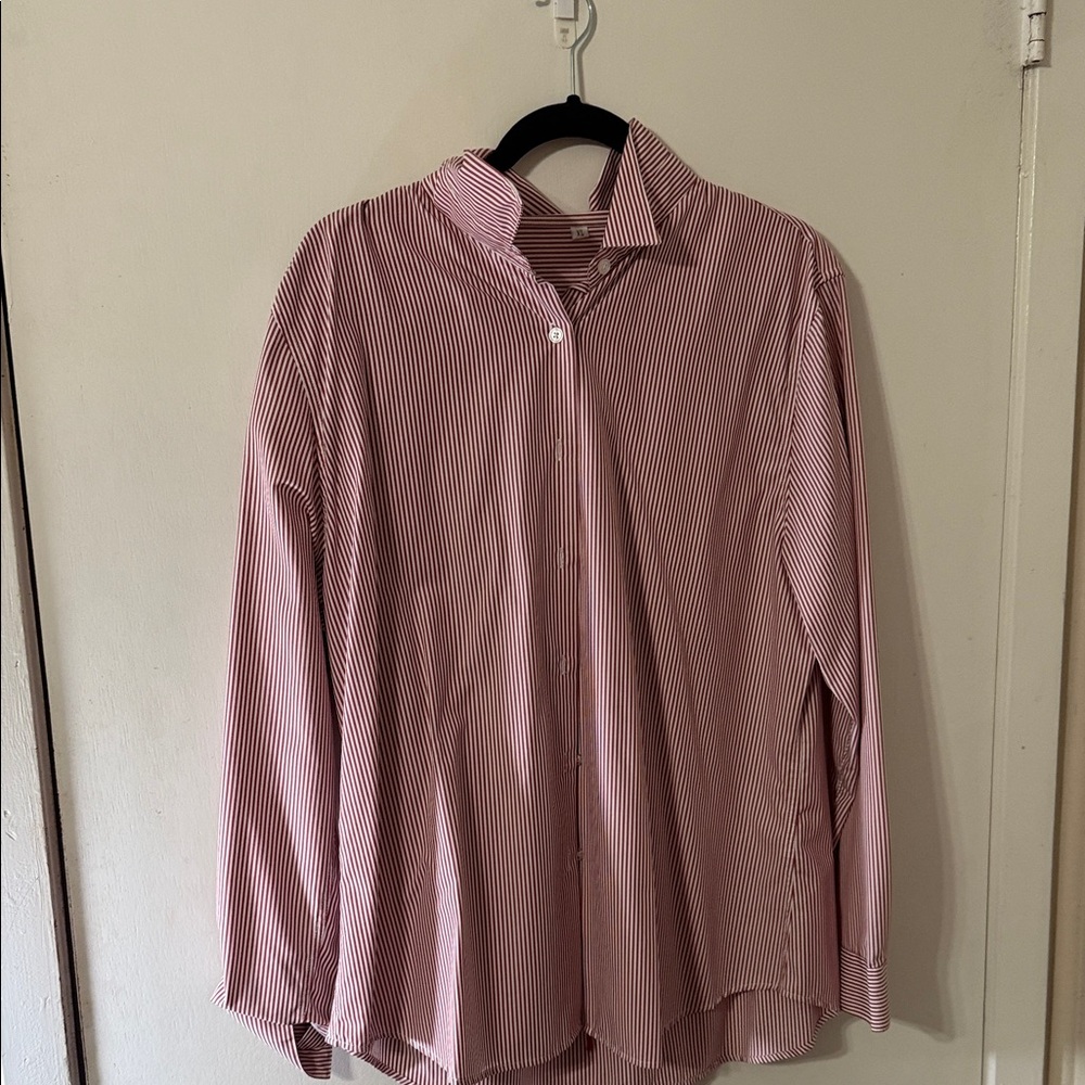 Amazon Red Striped Button Down Shirt